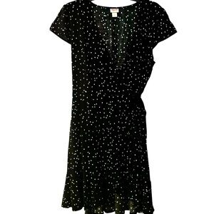 Mossimo Supply Co. Black White Dot Ruffle Wrap Dress NWOT Sz M